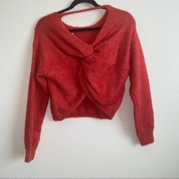 1901 - Kids' Twist Back Sweater In Red Bittersweet Size 10/12 L - Picture 3 of 5